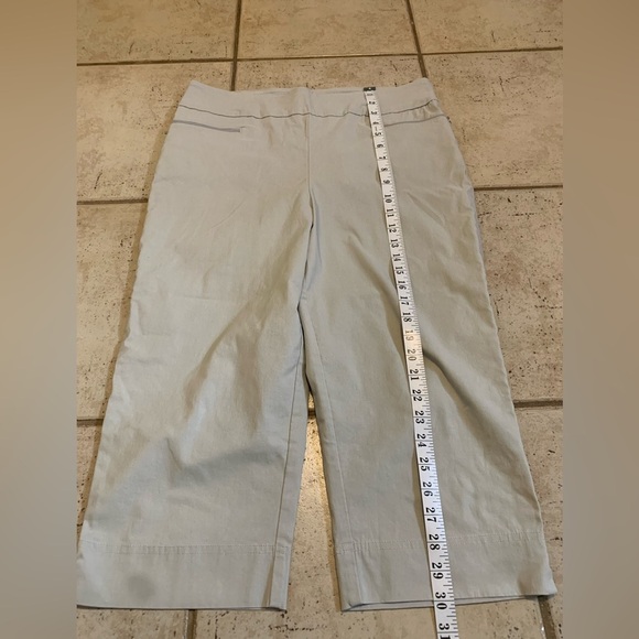 MODE DE VIE Beige Crop Pants Wide Leg Side Zip Pockets Size Large - Picture 5 of 5